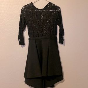 Pleated high low black dress